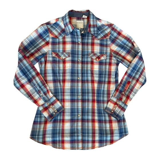 Roper Western Plaid Snap Shirt Women’s Medium Pearl Snap Long Sleeve Rodeo - Picture 2 of 10